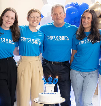 Andy Ransom and colleagues celebrating Initial's 120th anniversary with some cake